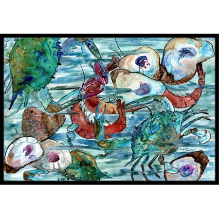 Carolines Treasures Watery Shrimp- Crabs and Oysters Indoor or Outdoor Mat- 24 x 36 in. 8964JMAT
